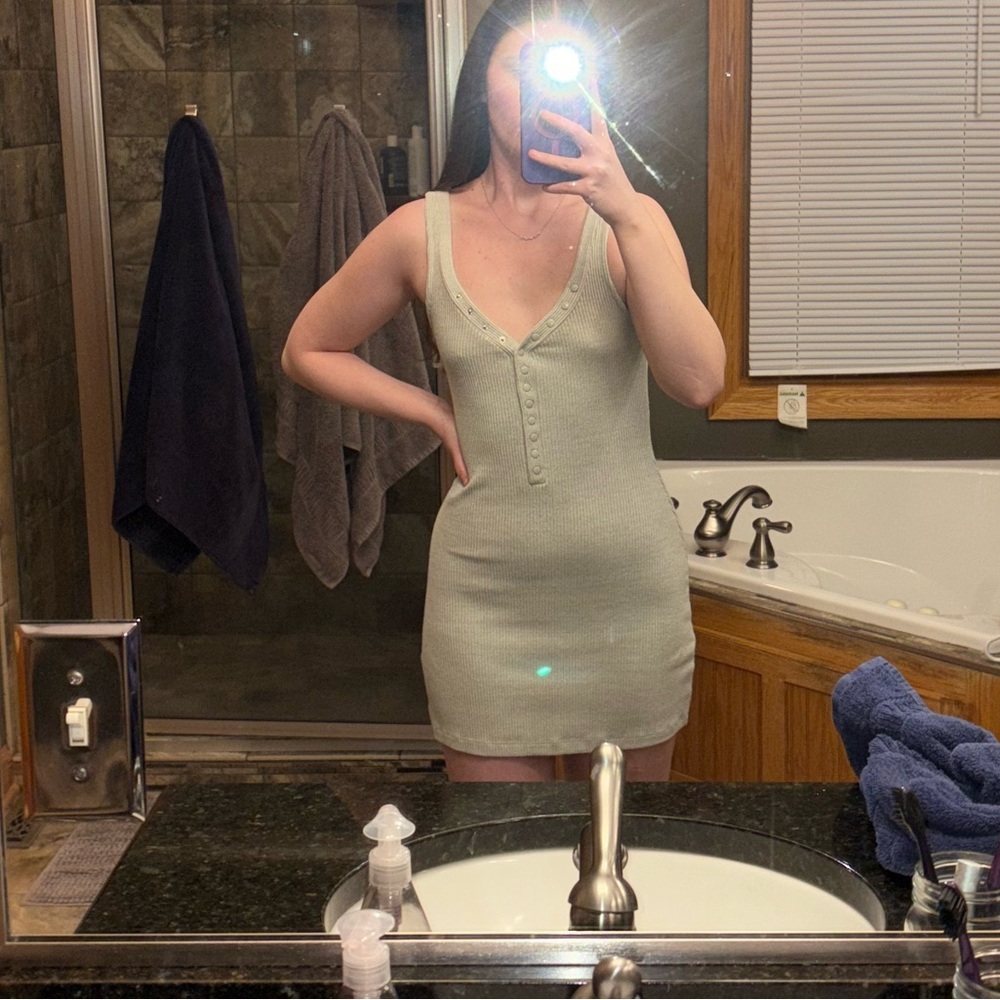 Grey button up dress